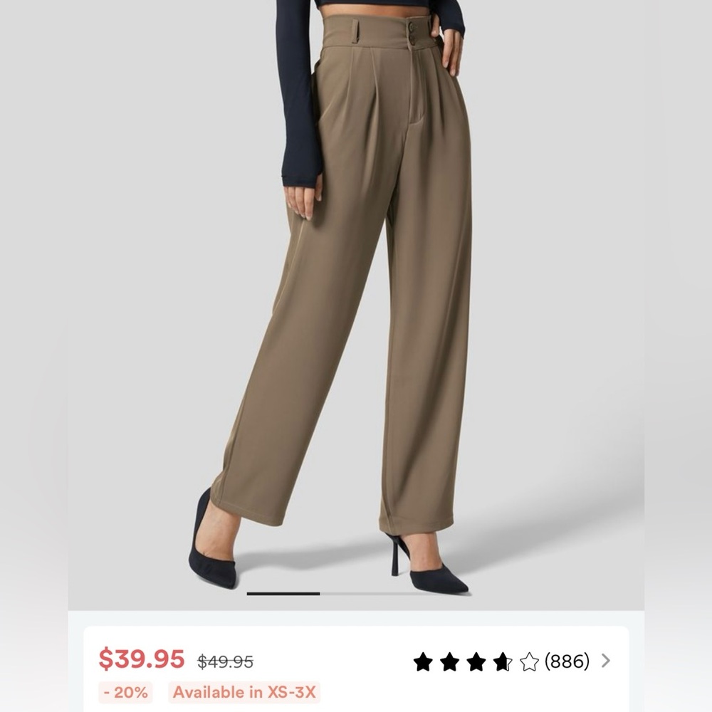 High Waisted Plicated Straight Leg Pants